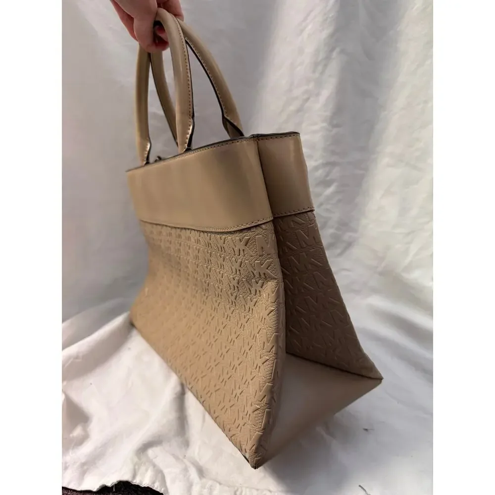 Michael Kors Gramercy Satchel Embossed Purse Beige Tan GS